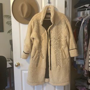 FP Avery Embroidered Faux Fur Teddy Coat XS